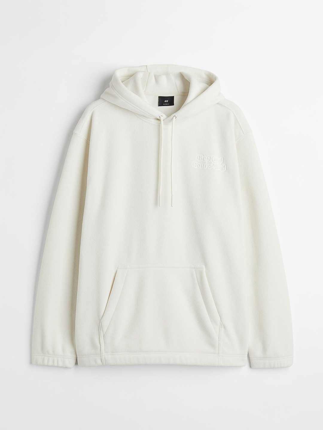 

H&M Men Cream Coloured Solid Relaxed Fit Fleece Hoodie