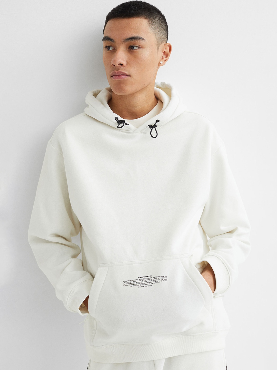 

H&M Men White Relaxed Fit Hoodie