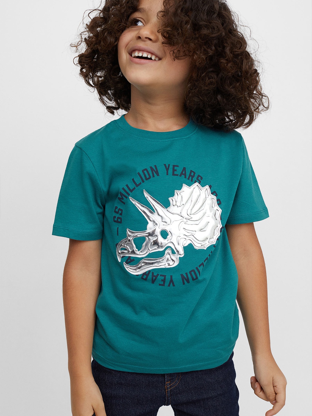 

H&M Boys Turquoise Blue Printed T-shirt