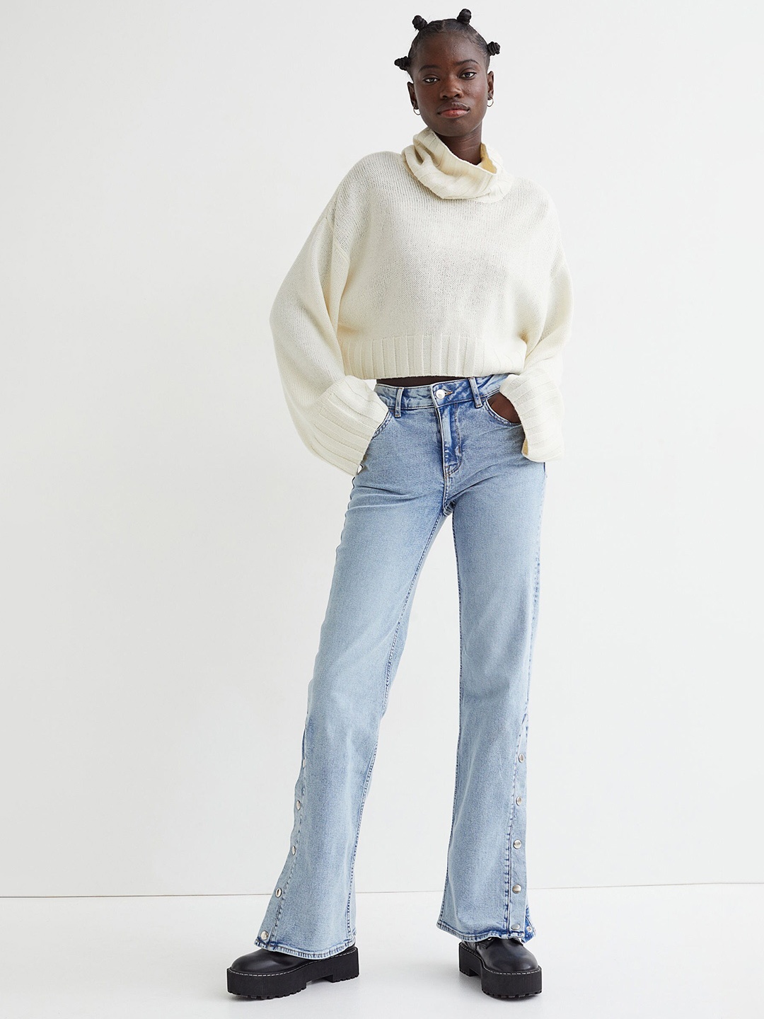 

H&M Women White Polo-Neck Jumper