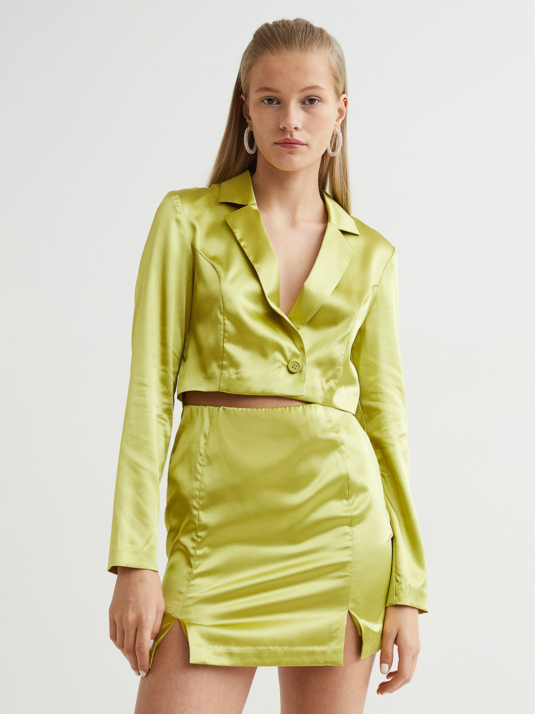 

H&M Woman Green Cut-out jacket dress