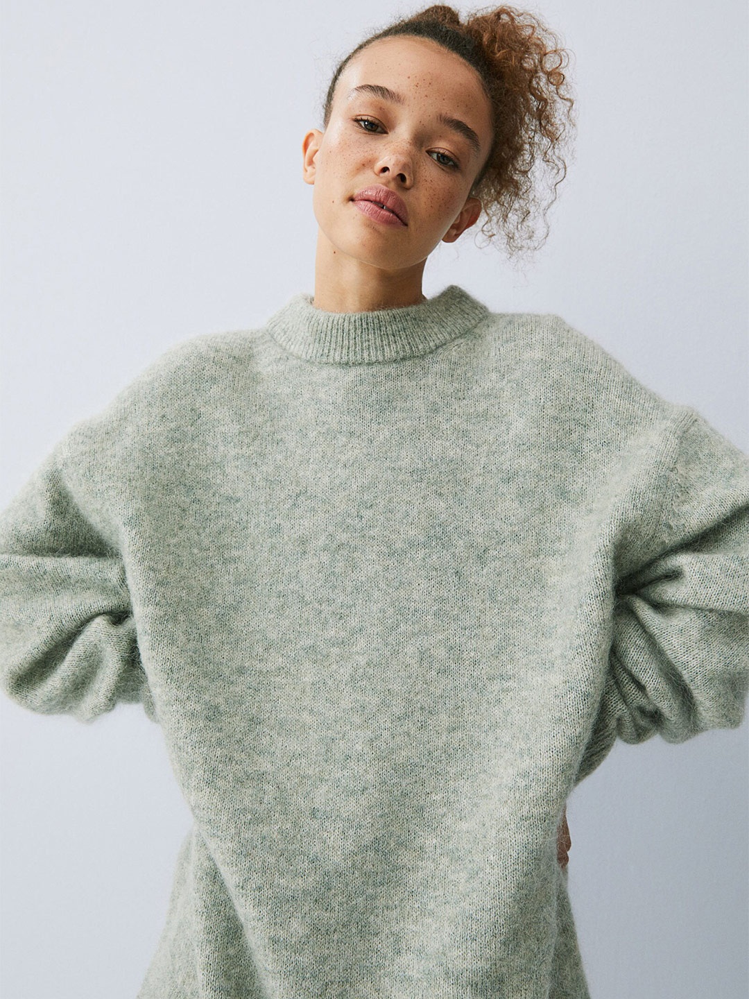 

H&M Women Green Mohair-Blend Jumper
