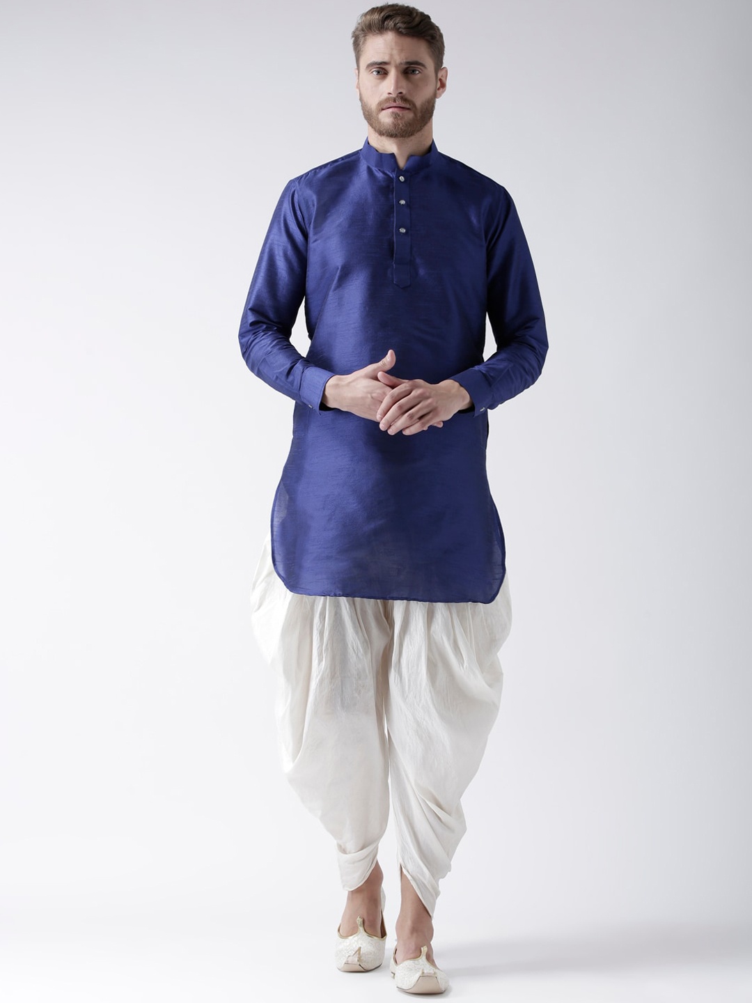 

DEYANN Men Blue Dupion Silk Pathani Kurta With Patiala