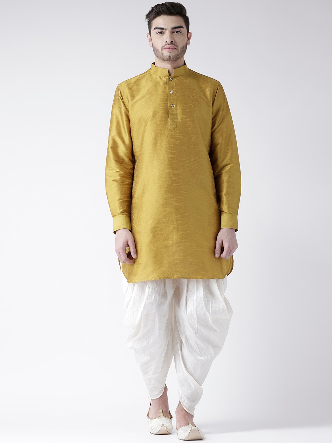 

DEYANN Men Yellow Dupion Silk Pathani Kurta With Patiala