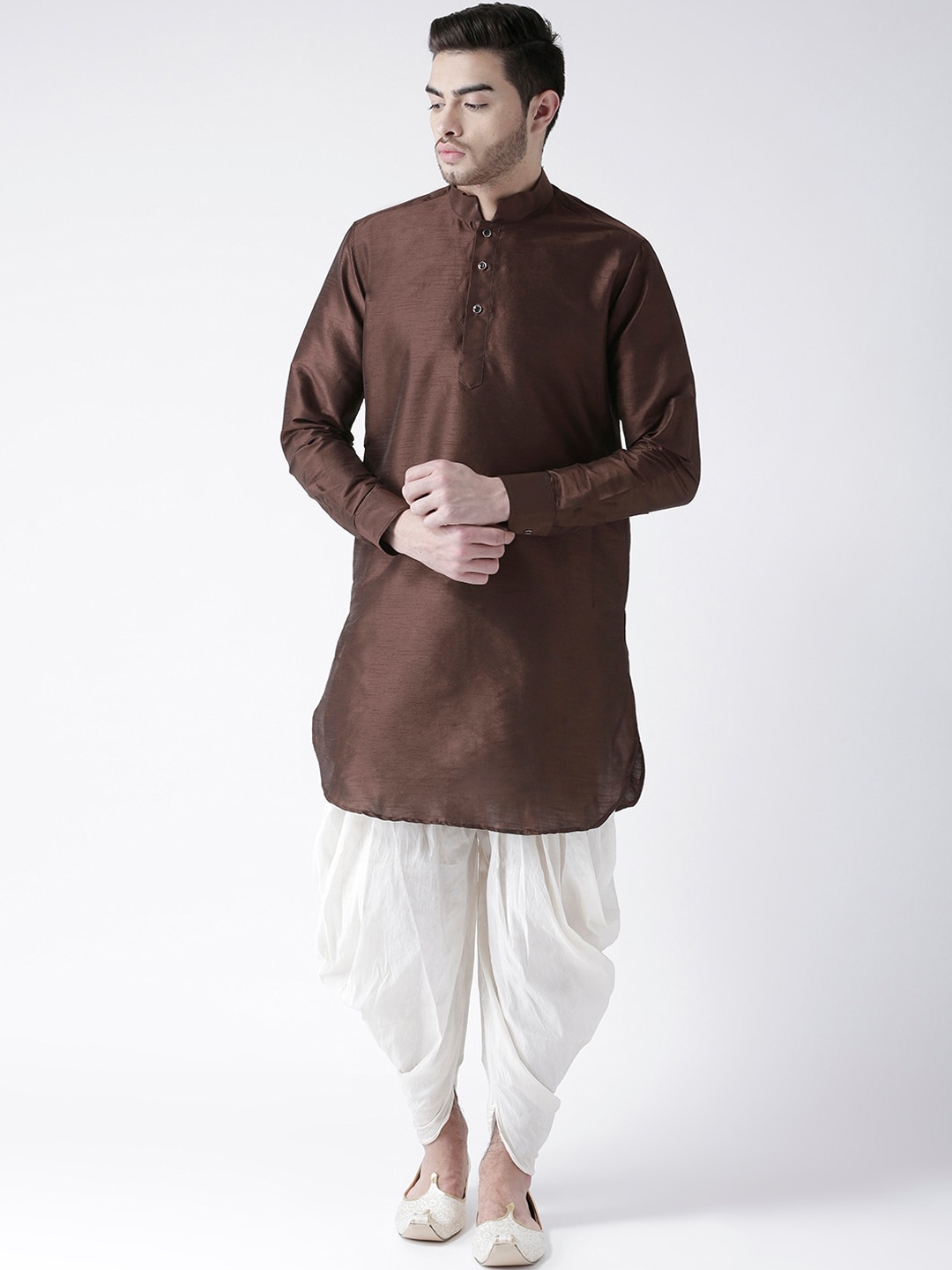 

DEYANN Men Brown Dupion Silk Kurta with Dhoti Pants