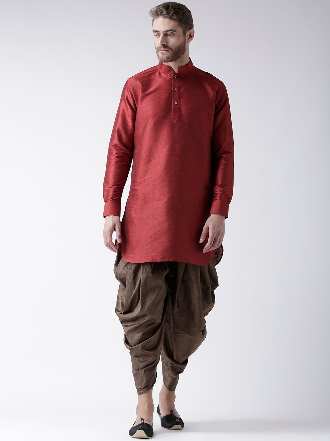 

DEYANN Men Maroon Dupion Silk Kurta With Patiala