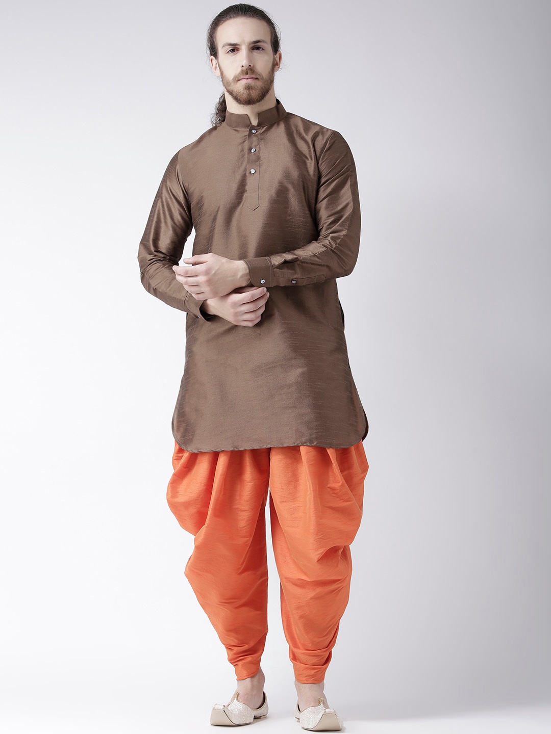 

DEYANN Men Brown Dupion Silk Pathani Kurta With Patiala