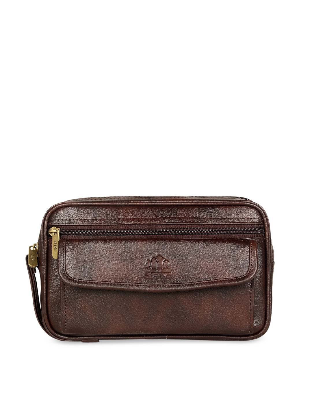 

THE CLOWNFISH Unisex Brown Solid Travel Pouch