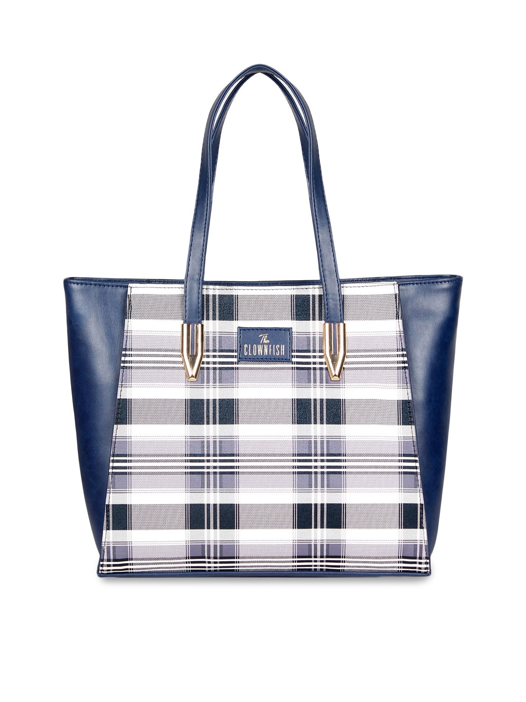 

THE CLOWNFISH Agnes Blue Leather Structured Handheld Bag