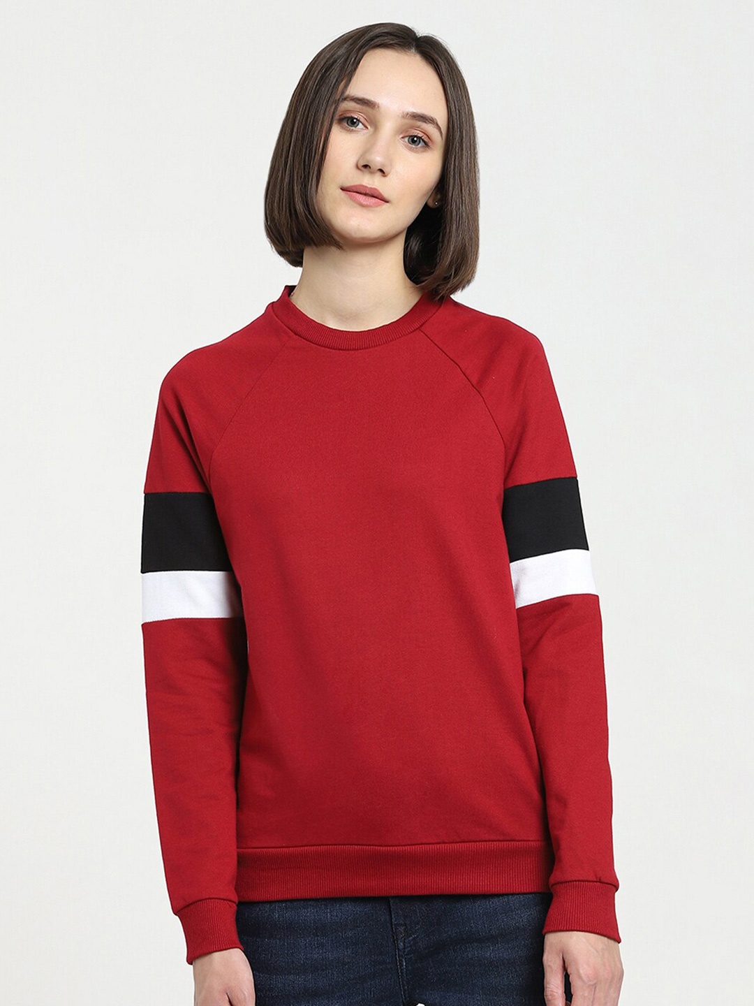 

Bewakoof Women Red Colourblocked Sweatshirt
