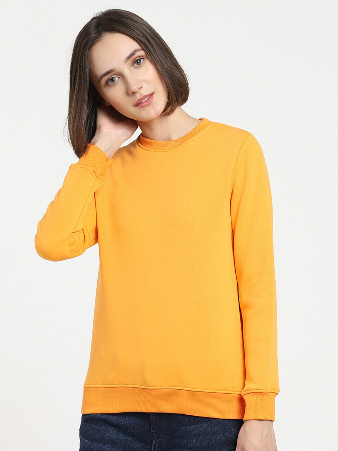 

Bewakoof Women Orange Solid Winter Pullover Sweatshirt