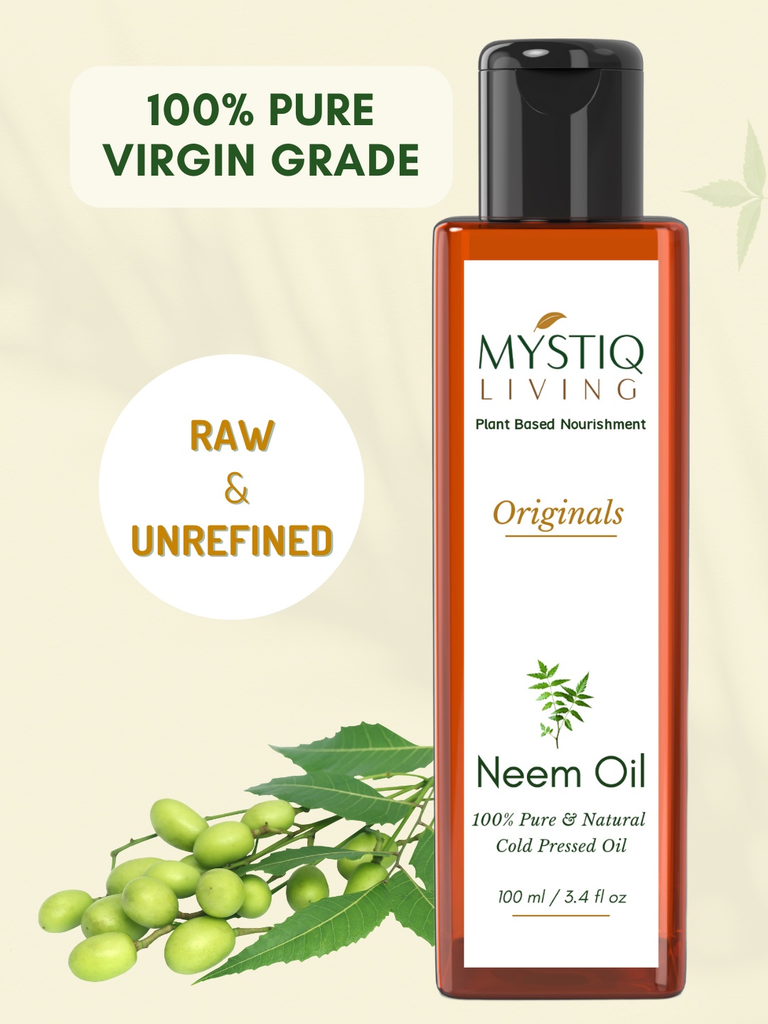 

MYSTIQ LIVING Neem Oil (Cold Pressed) - 100 ml, Brown