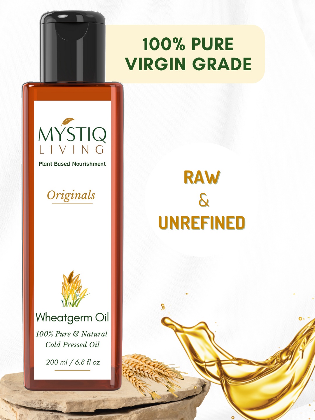 

MYSTIQ LIVING Cold Pressed Wheat Germ Oil - 200 ml, White