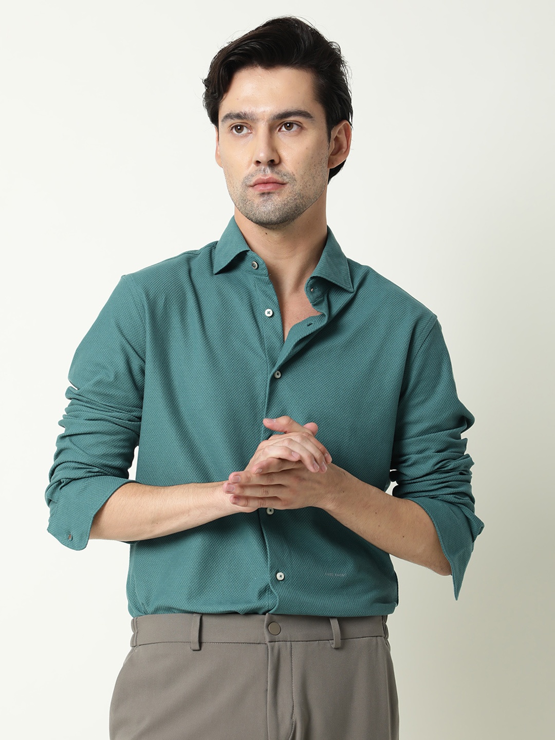 

RARE RABBIT Men Green Slim Fit Casual Shirt
