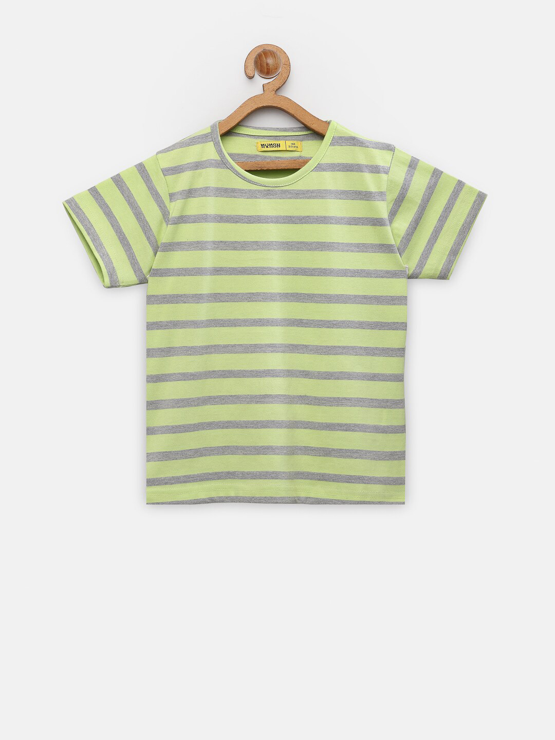 

NYNSH Girls Green Striped V-Neck Pockets T-shirt