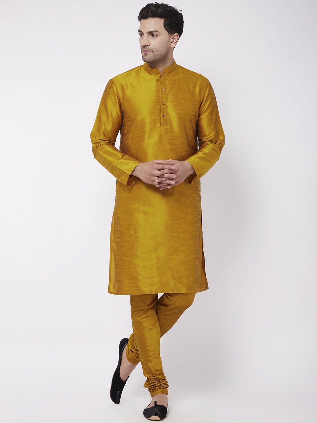 

VASTRAMAY Men Mustard Kurta with Churidar