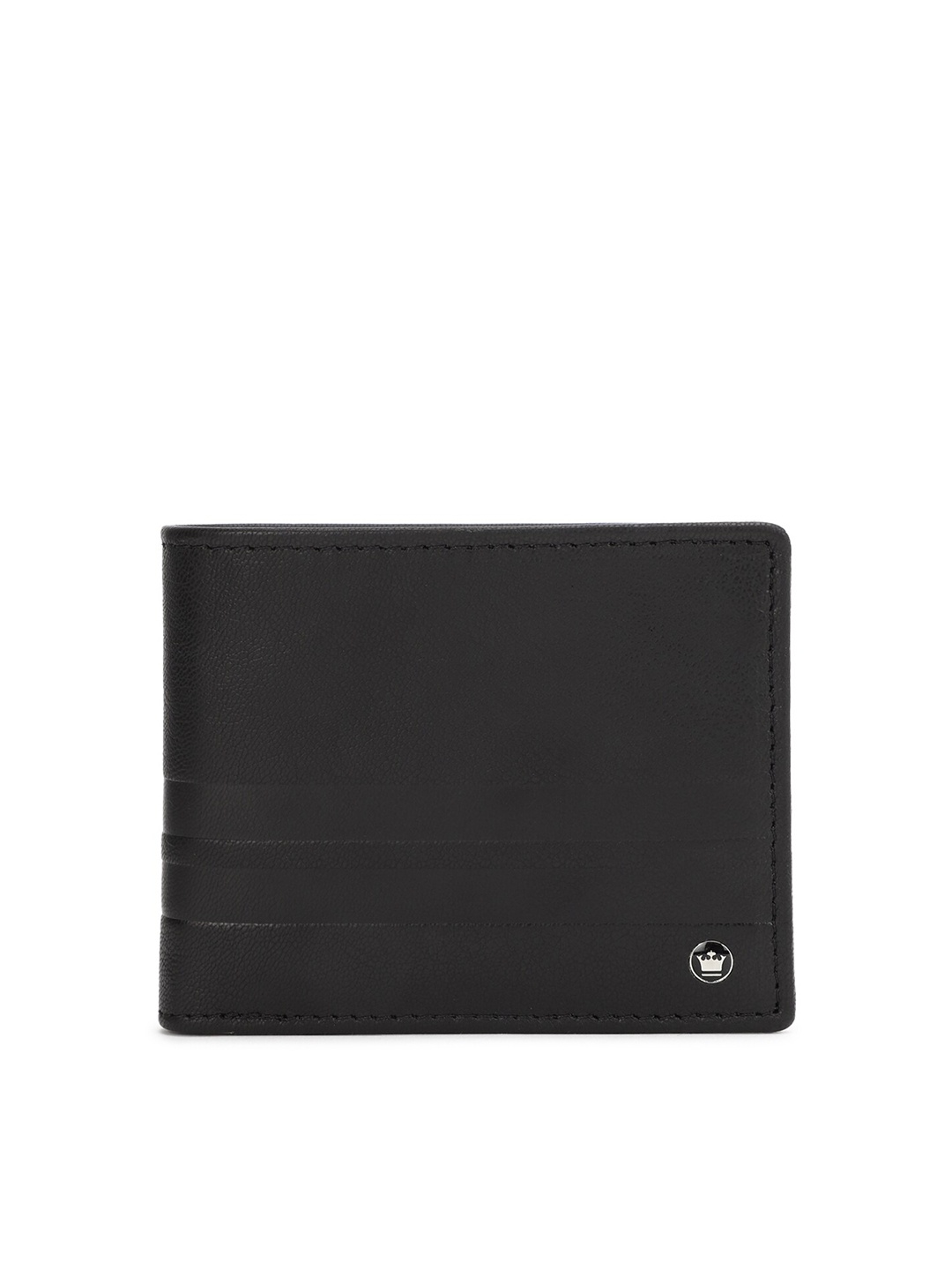 

Louis Philippe Men Black Textured Leather Two Fold Wallet