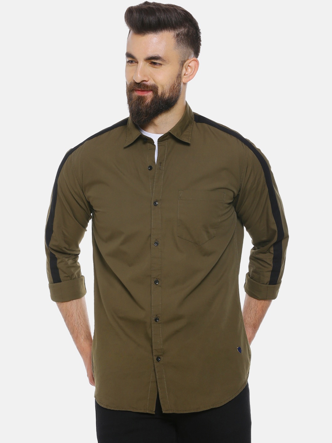 

Campus Sutra Men Olive Green Casual Shirt