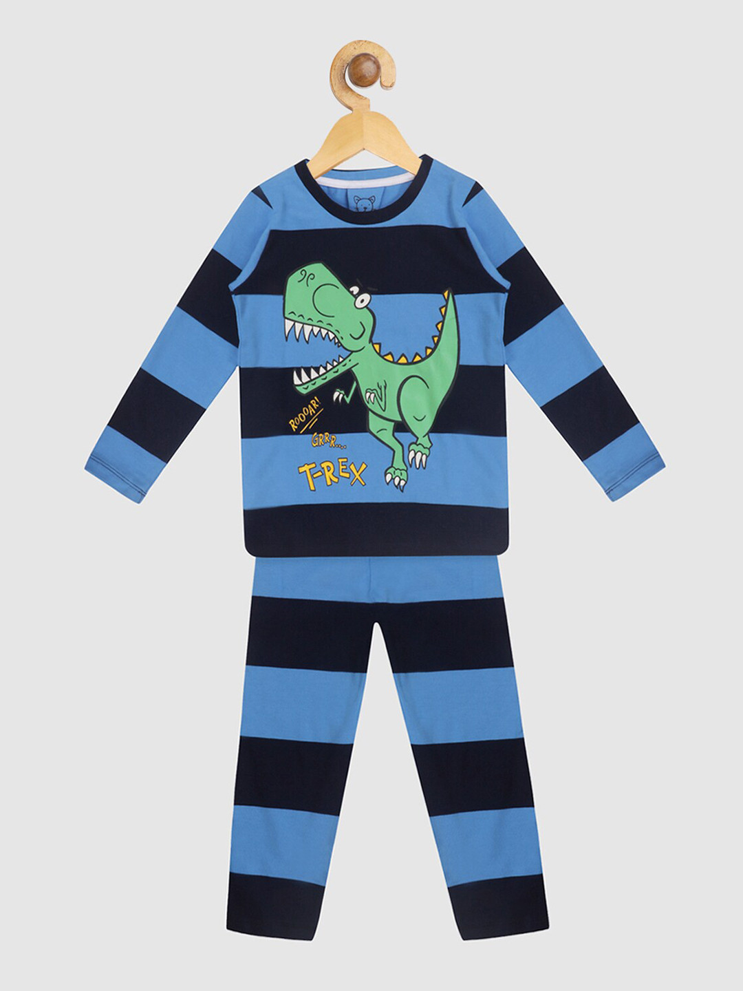 

Lazy Shark Boys Navy Blue & Green Printed Night suit