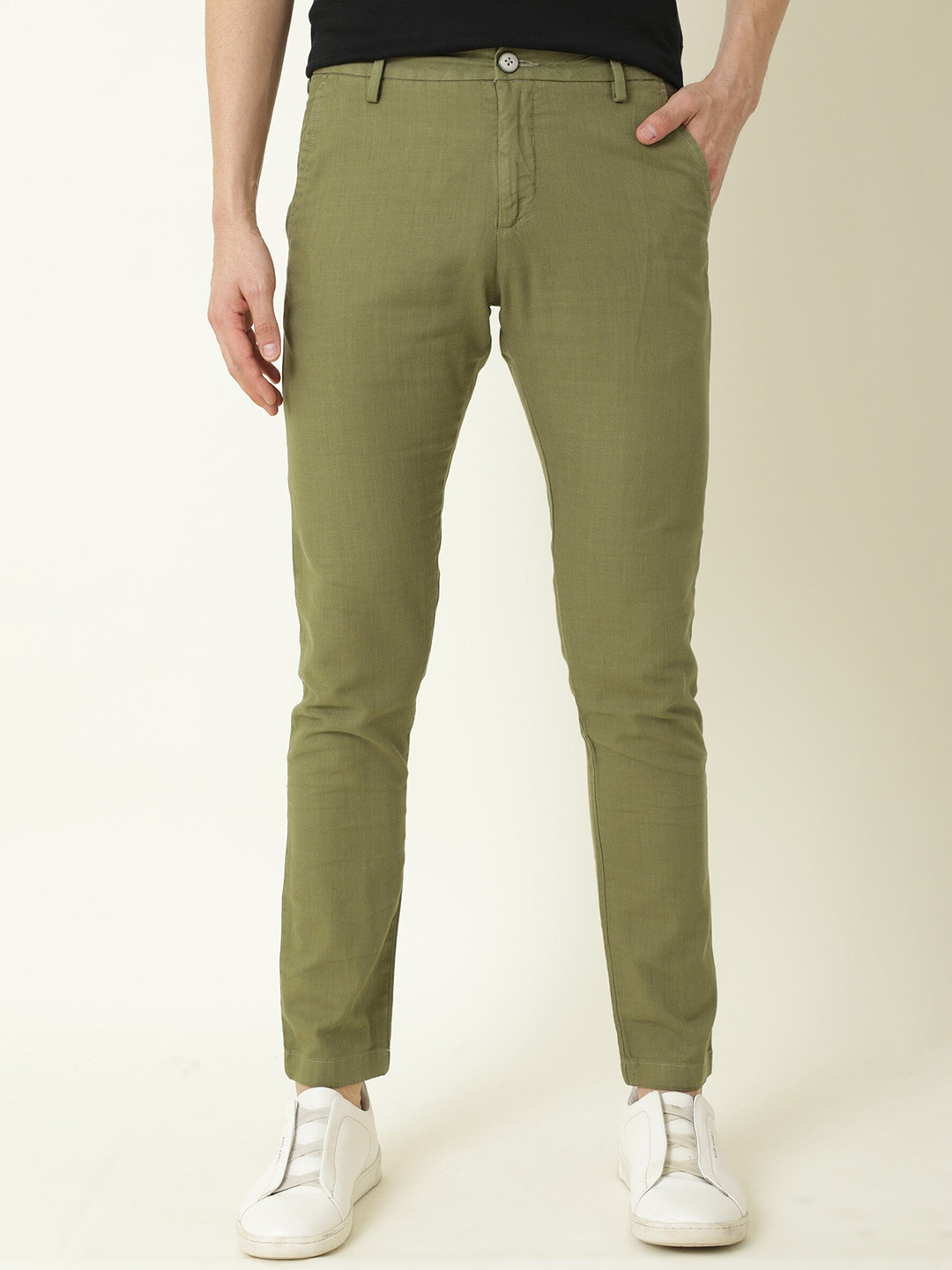 

RARE RABBIT Corn Mid-Rise Slim Fit Trouser, Green