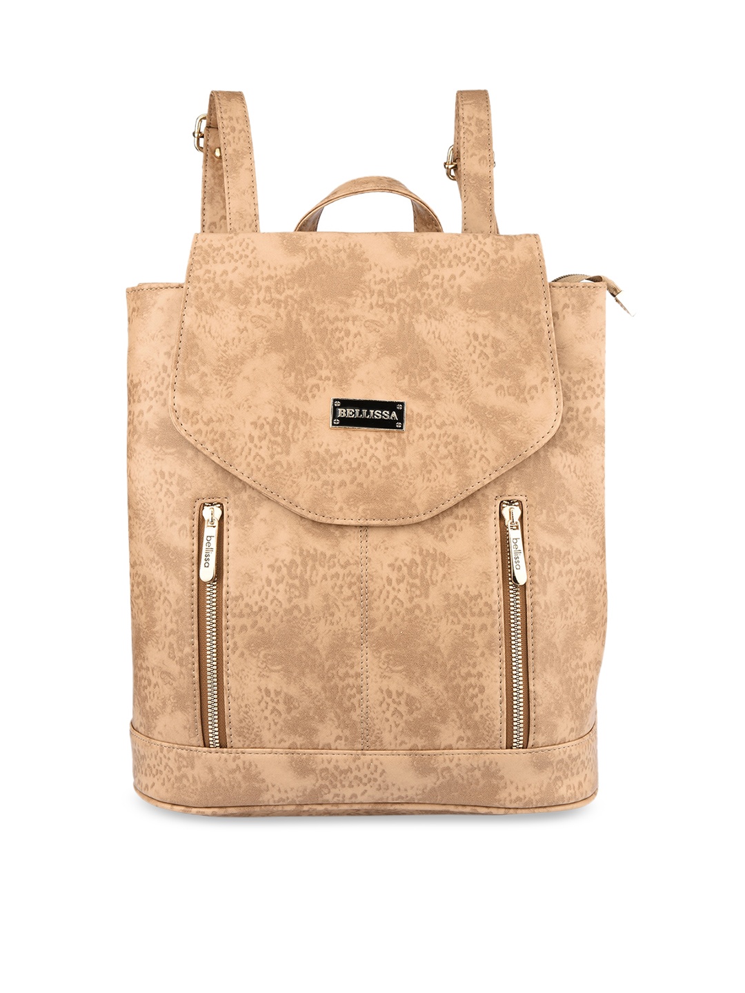 

Bellissa Nude-Coloured PU Structured Handheld Bag with Cut Work