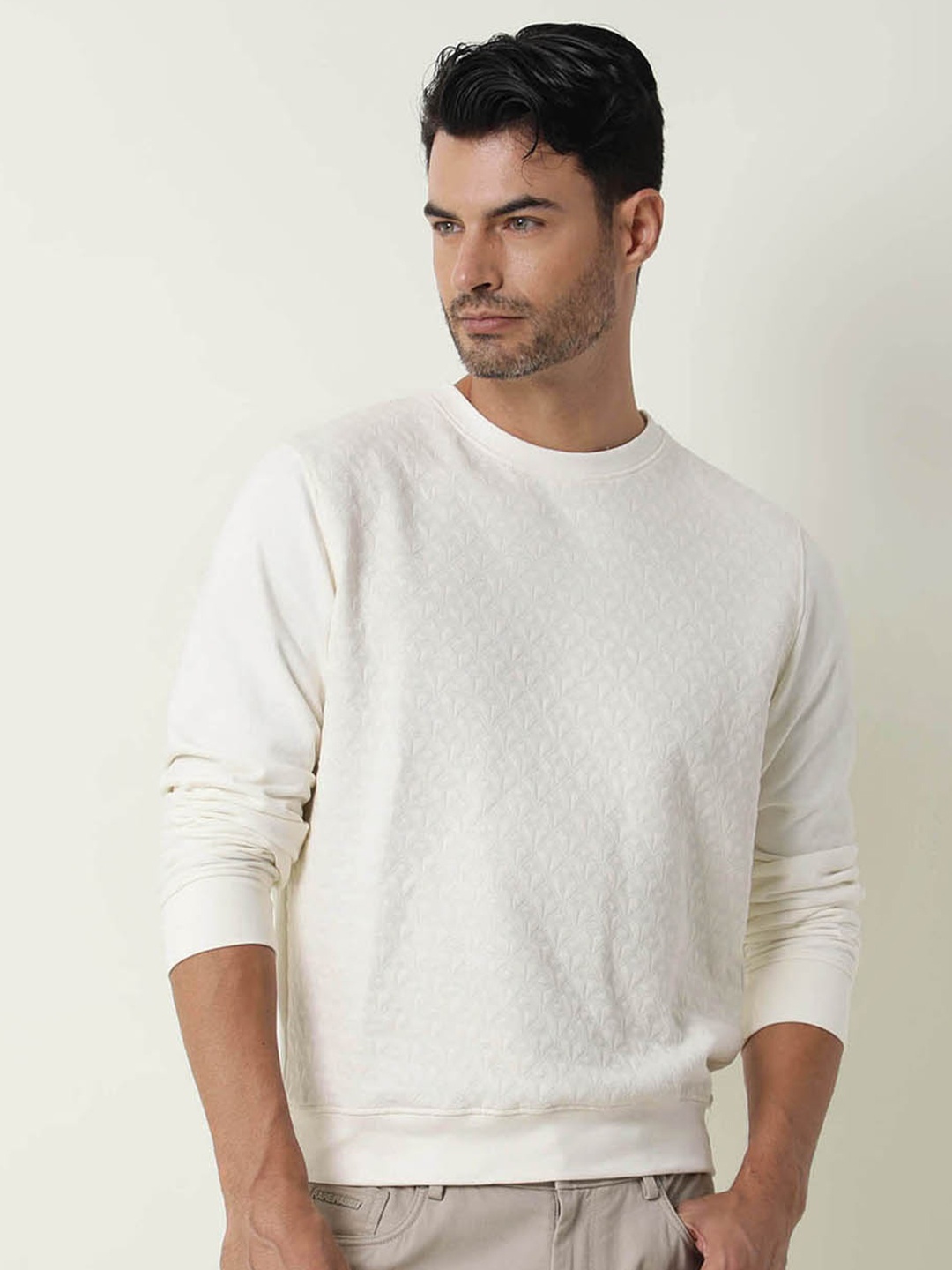

RARE RABBIT Men Fade Slim Fit Sweatshirt, Off white