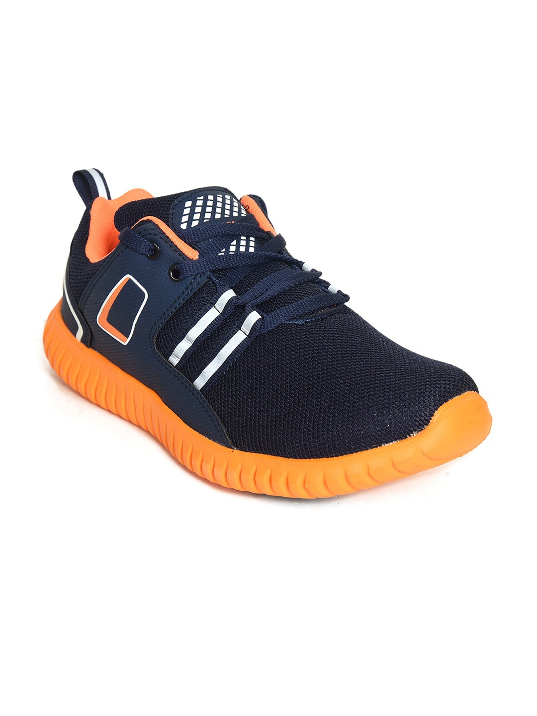 

IMPAKTO Men Navy Blue & Orange Mesh Running Shoes