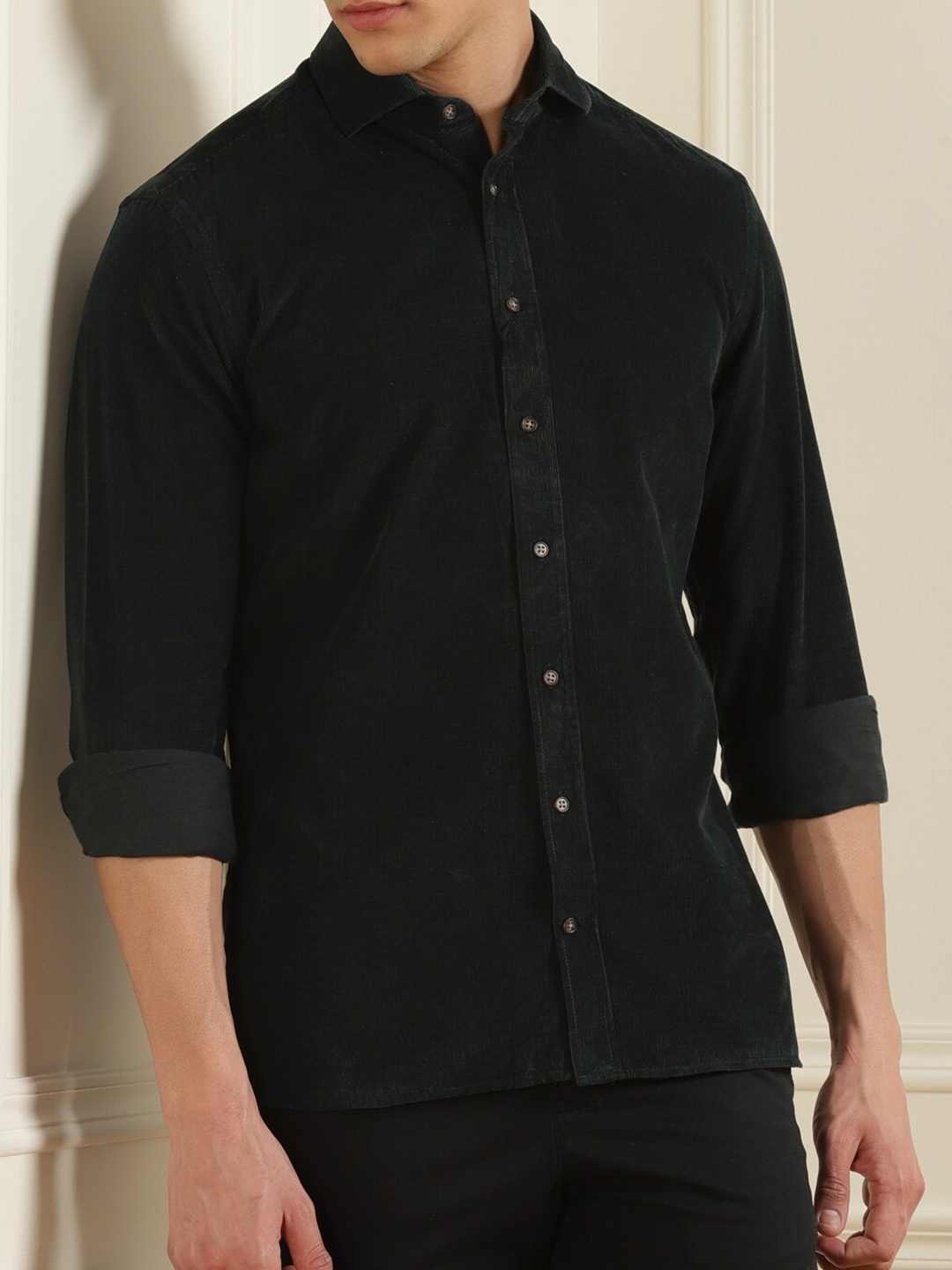 

HACKETT LONDON Men Green Corduroy Casual Shirt