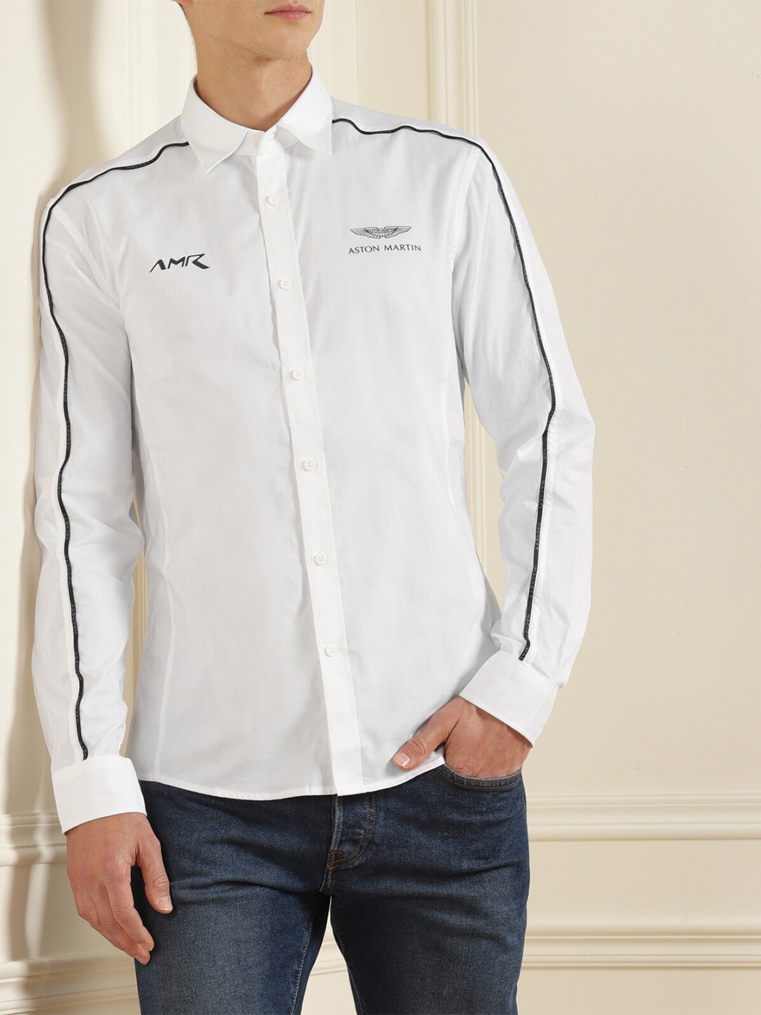 

HACKETT LONDON Men White Piping Detail Casual Shirt