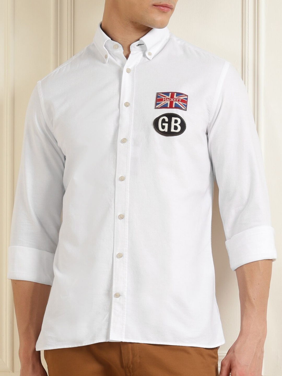 

HACKETT LONDON Men White Pure Cotton Casual Shirt