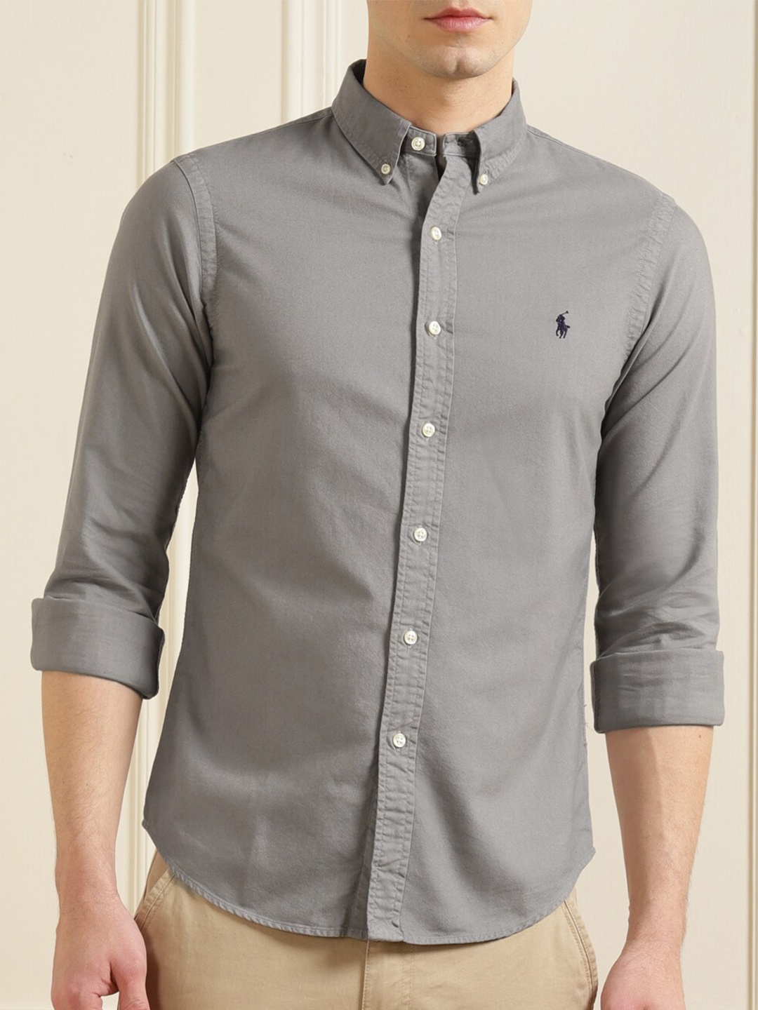 

Polo Ralph Lauren Men Grey Slim Fit Casual Shirt