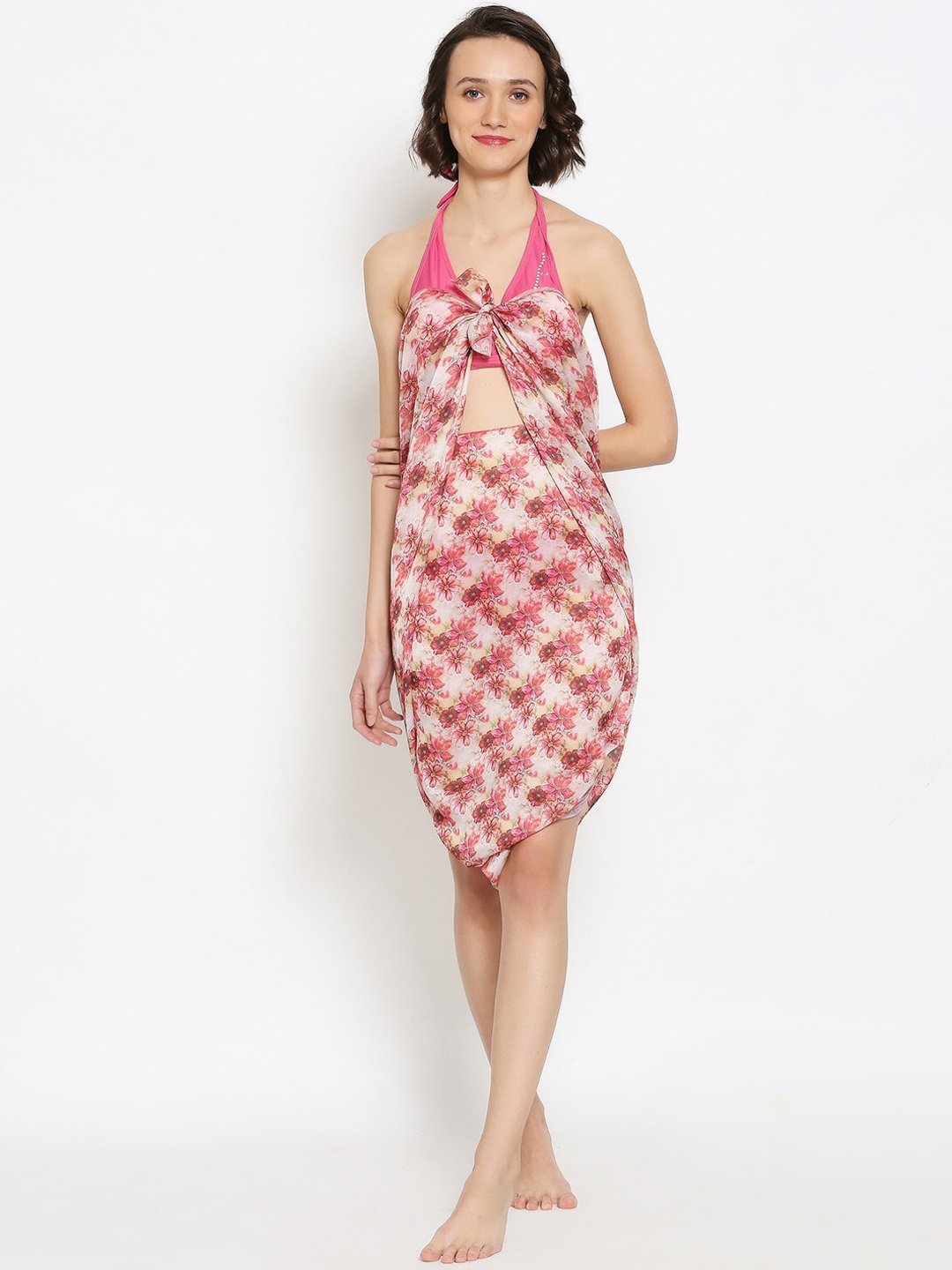 

Dupatta Bazaar Women Pink & White Printed Sarong