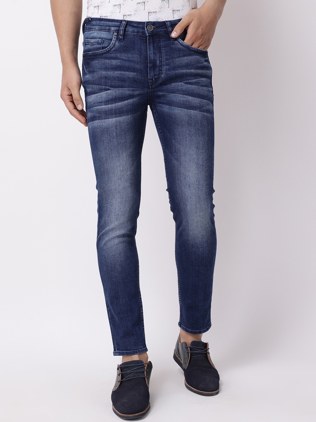 

Blackberrys Men Blue Skinny Fit Low-Rise Low Distress Heavy Fade Jeans