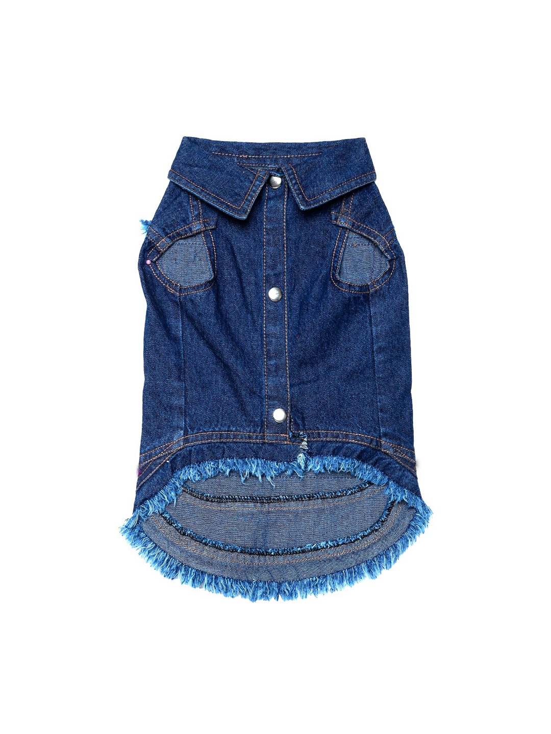 

Lulala Blue Patch Work Cotton Dog Jeans Jacket