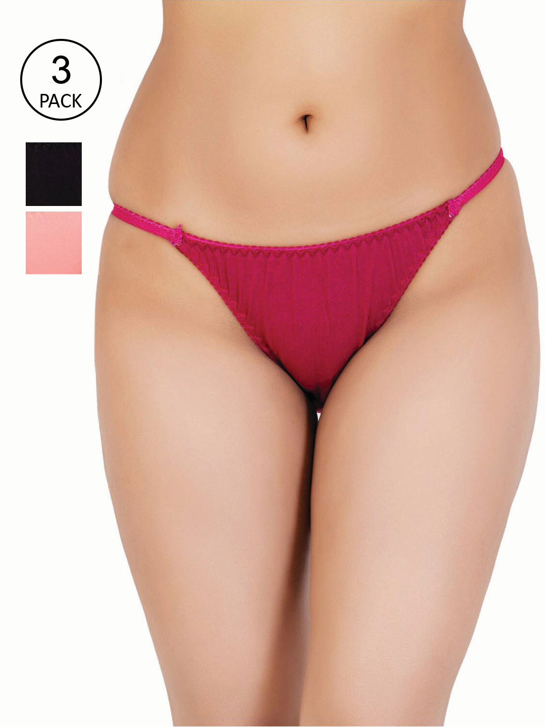 

Reveira Women Pack of 3 Assorted Thong Briefs 1028-D5-S