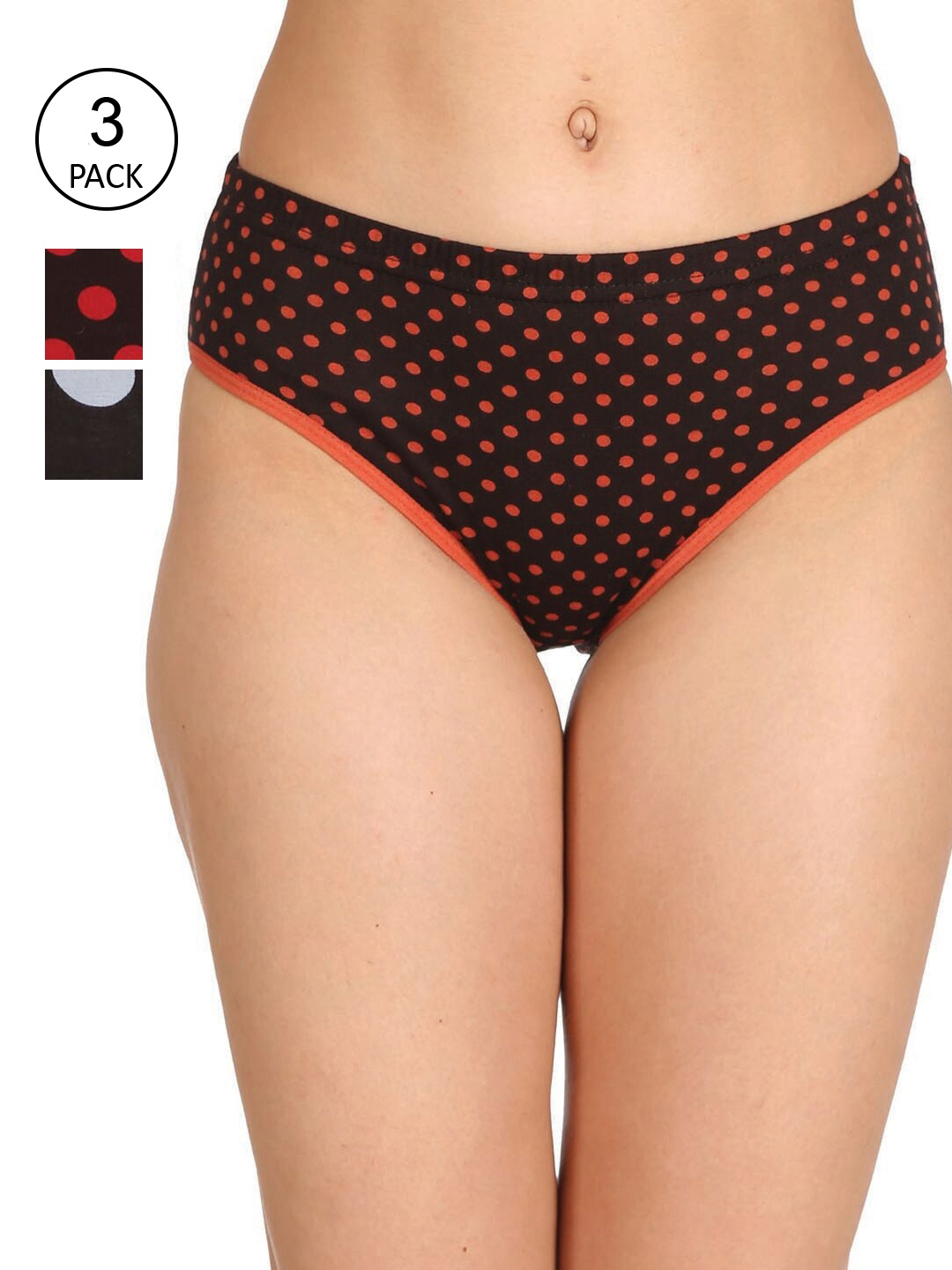 

Reveira Women Pack Of 3 Assorted Cotton Hipster Briefs