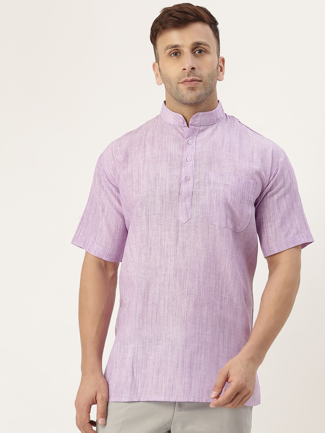 

KHADIO Men Purple Thread Work Kurta