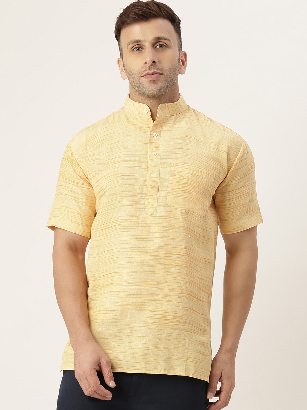 

KHADIO Men Beige Thread Work Kurta