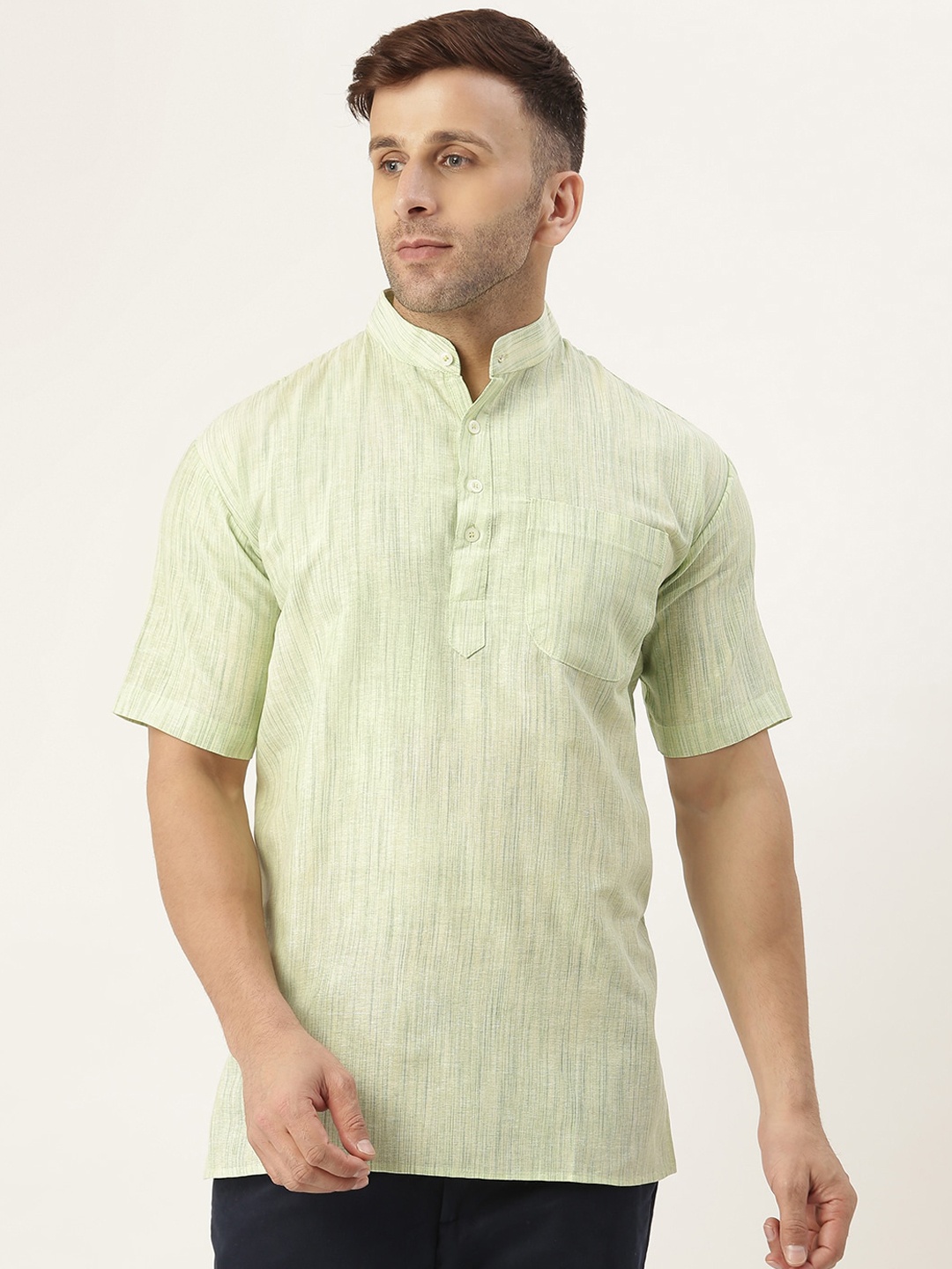 

KHADIO Men Green Patchwork Kurta