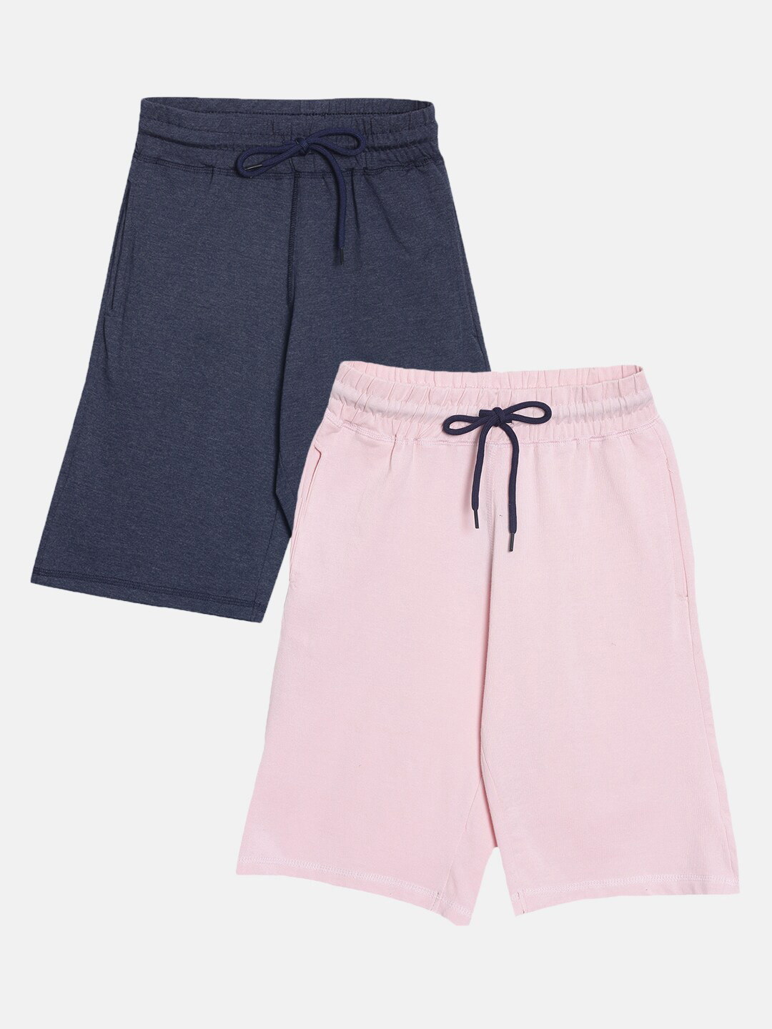 

American Kids Girls Navy Blue & Pink Pack of 2 Lounge Shorts