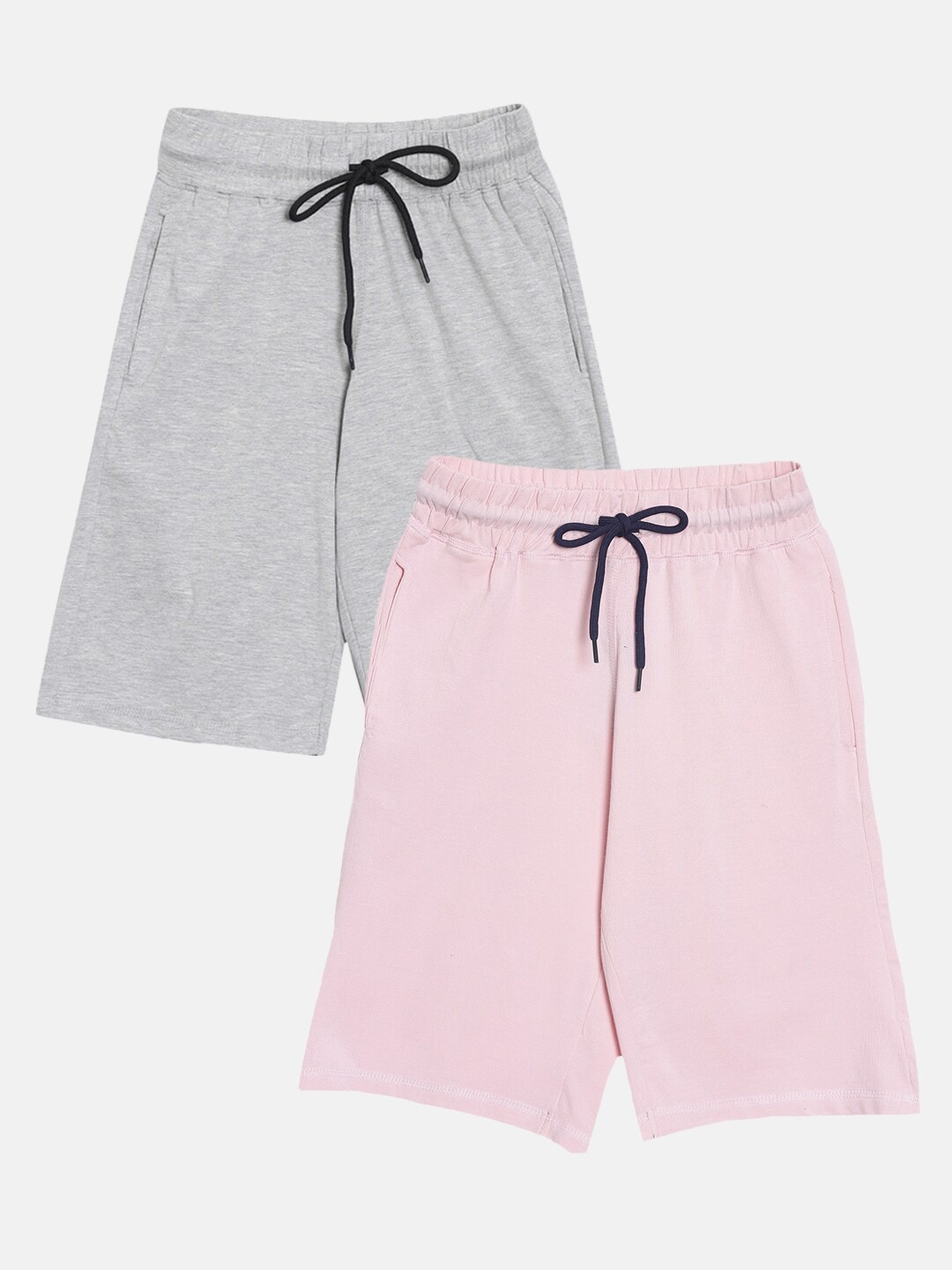 

American Kids Girls Grey Melange & Pink Pack of 2 Lounge Shorts