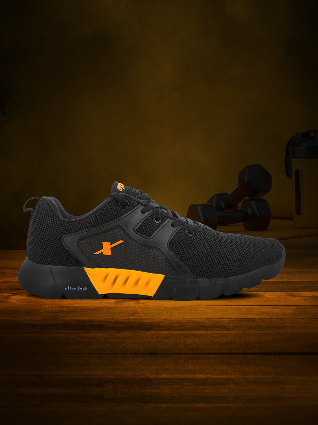 

Sparx Men Black & Gold-Toned Running Shoes