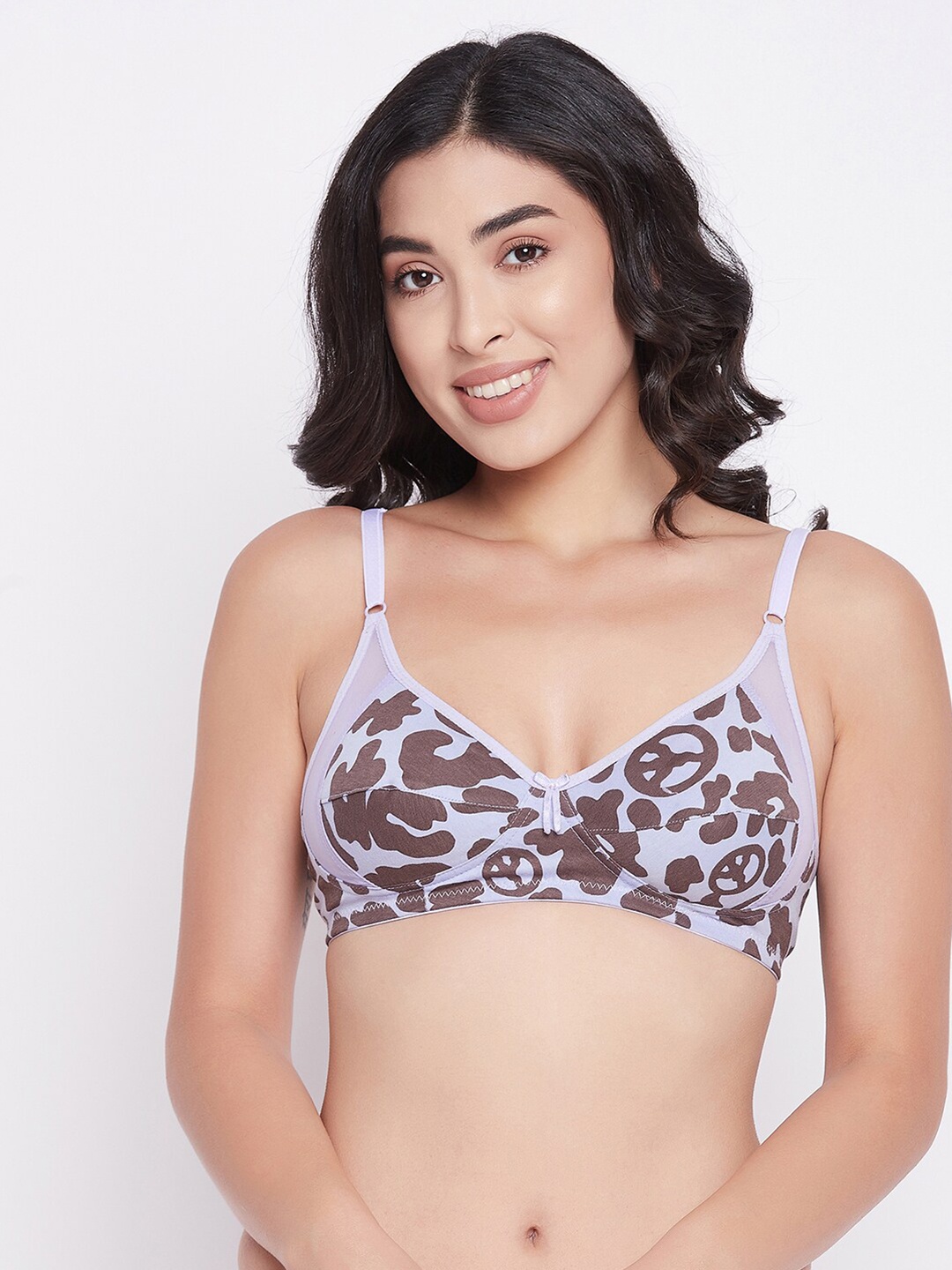 

Clovia Abstract Print Non-Padded Non-Wired Full Cup Cotton Everyday Bra BR1780T1232B, Purple