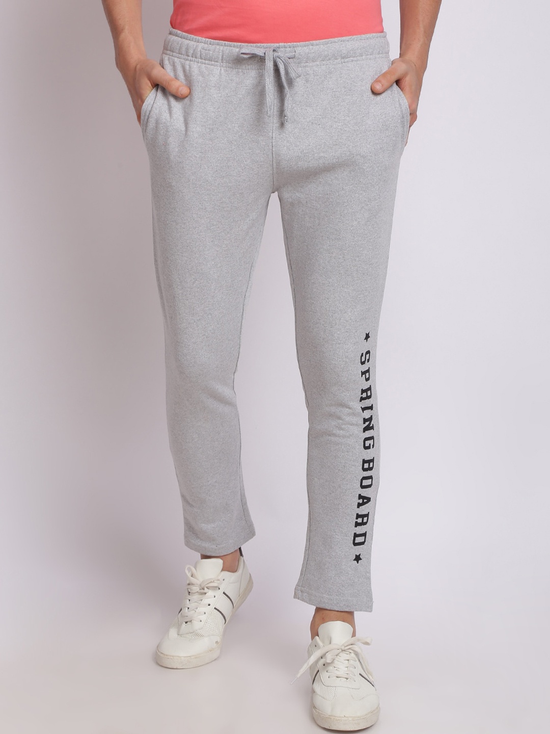 

MASH UNLIMITED Men Grey Solid Cotton Track Pants