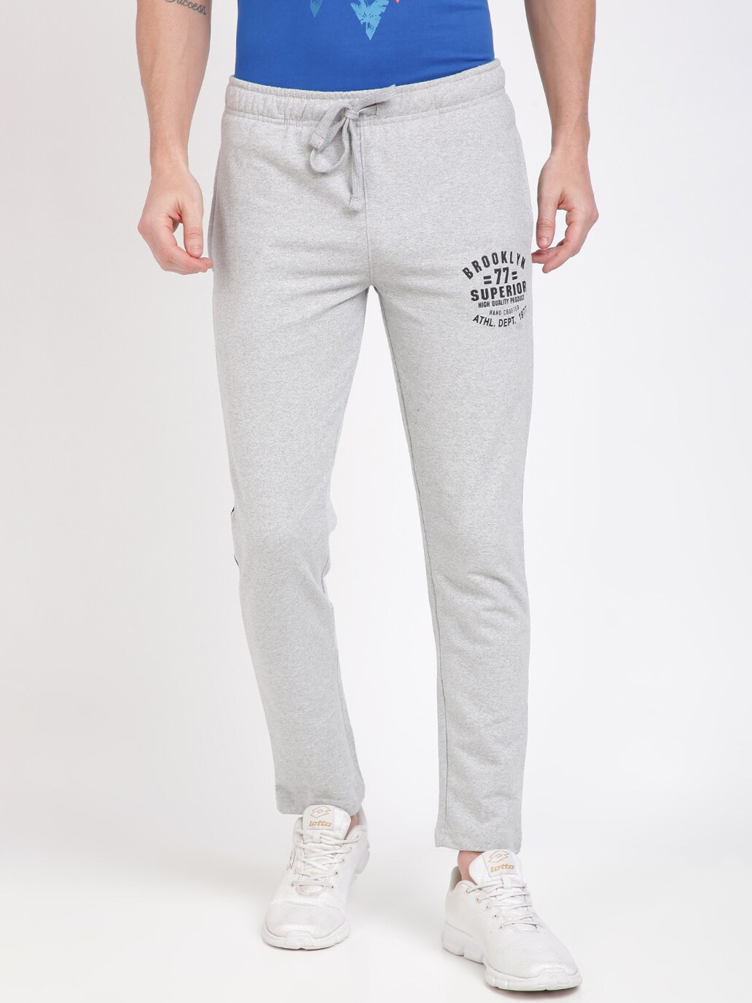 

MASH UNLIMITED Men Grey Solid Pure Cotton Track Pants
