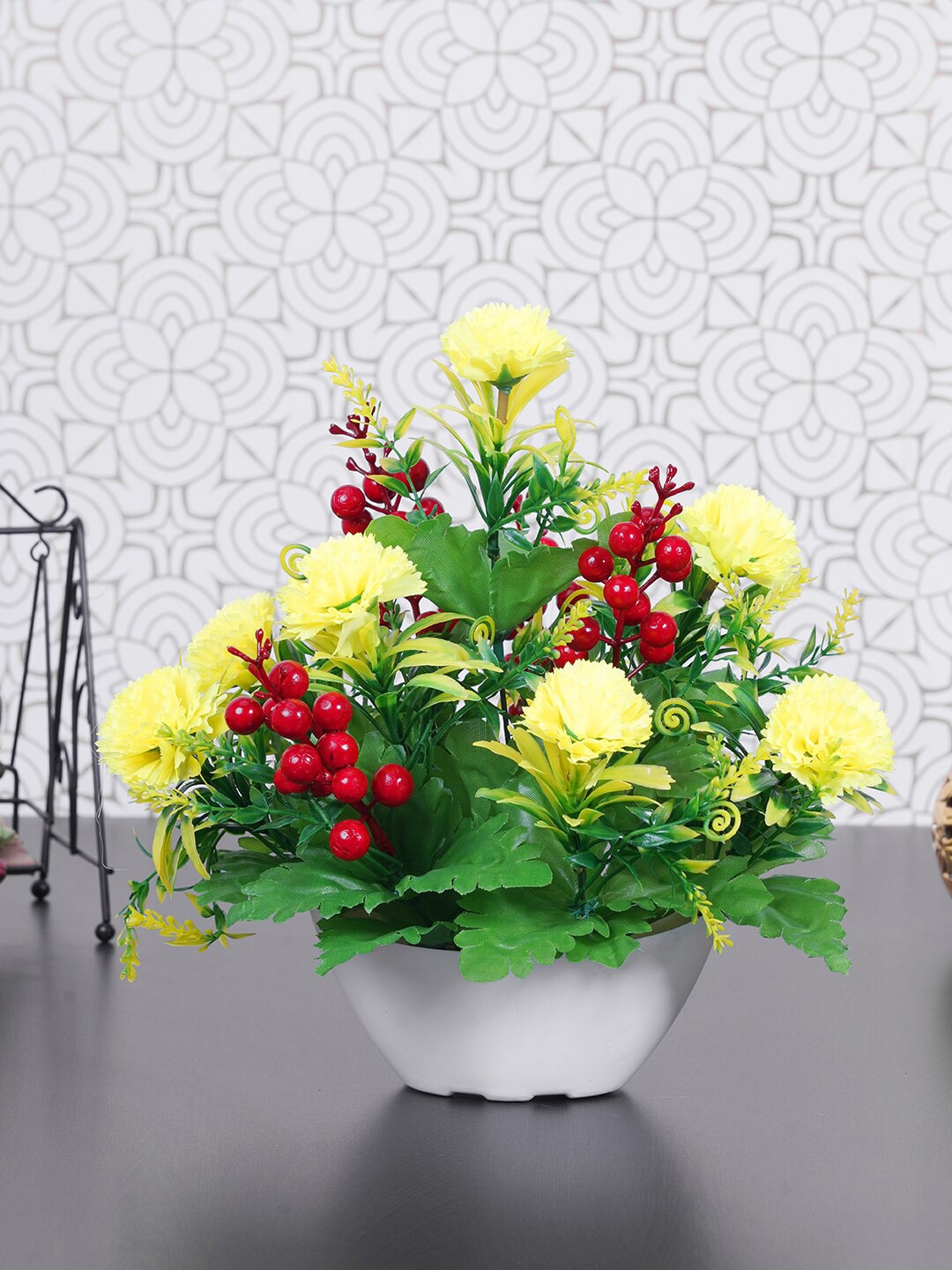 

Dekorly Yellow & White Artificial Plant With Pot