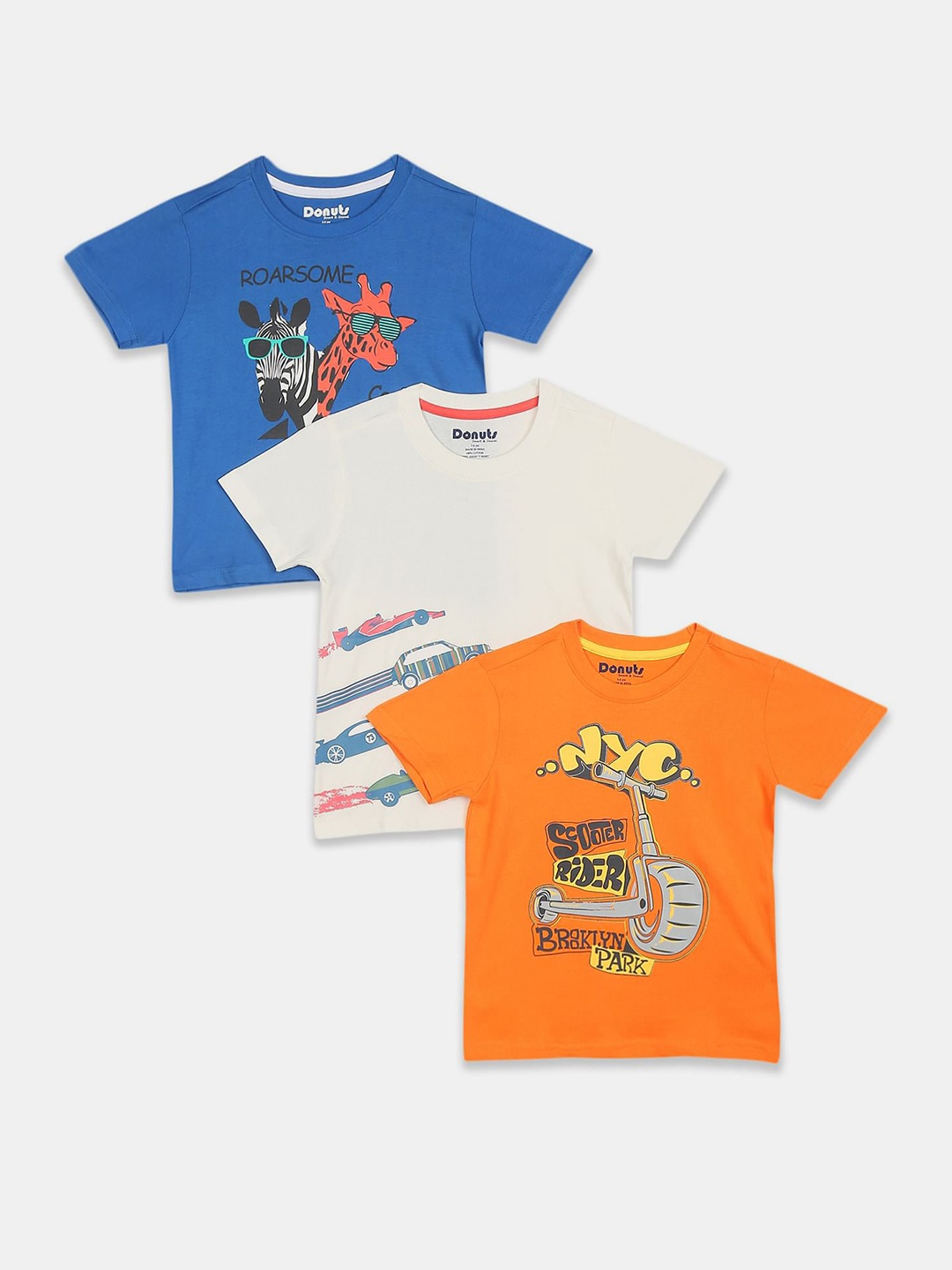 

Donuts Boys Pack Of 3 Printed T-shirts, Blue