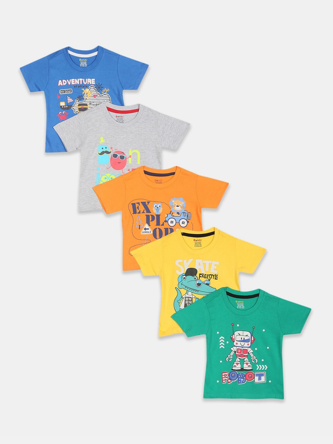 

Donuts Pack Of 5 Boys Assorted Printed T-shirt