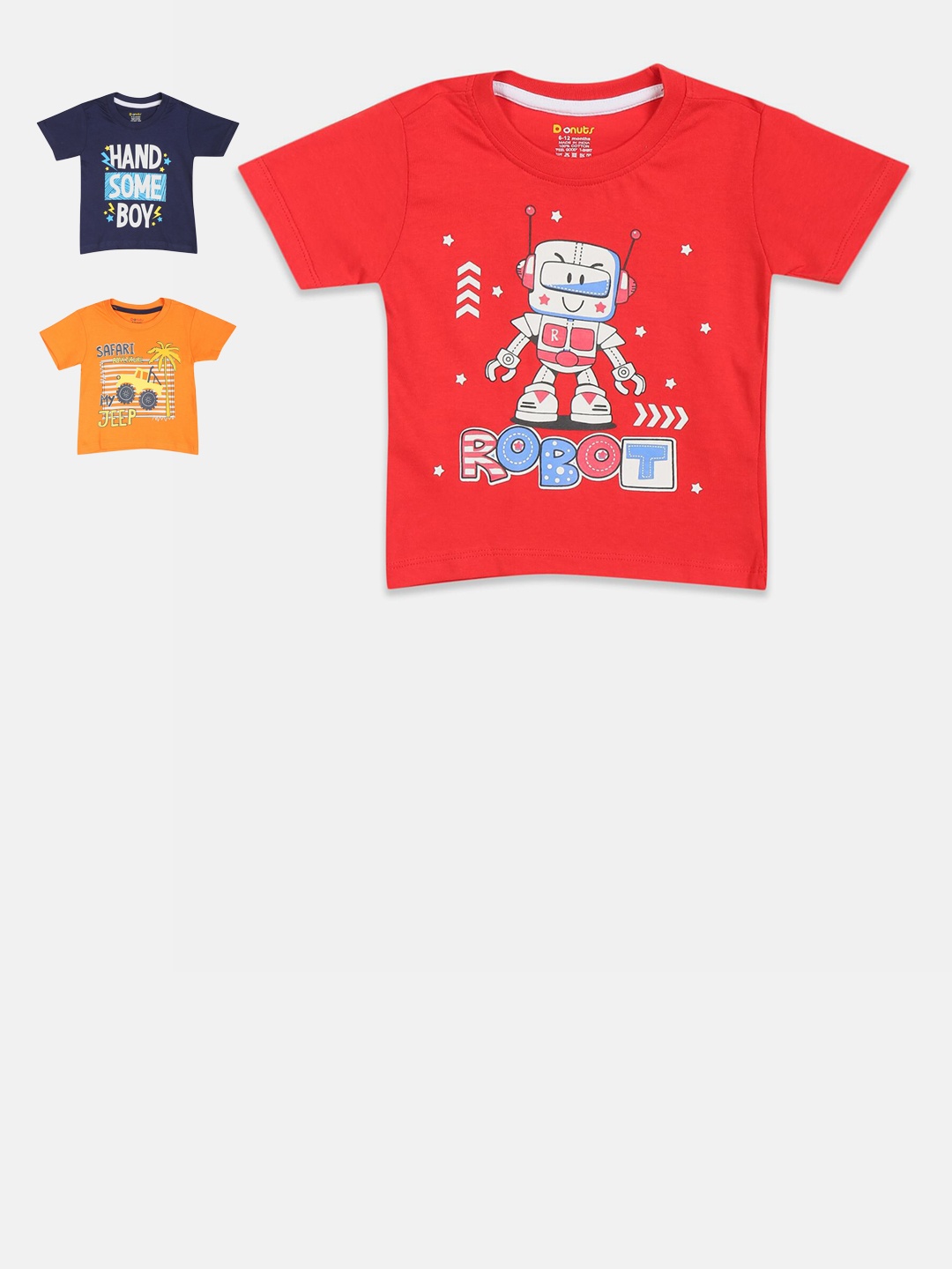 

Donuts Boys Pack Of 3 Assorted Printed Pure Cotton T-shirt