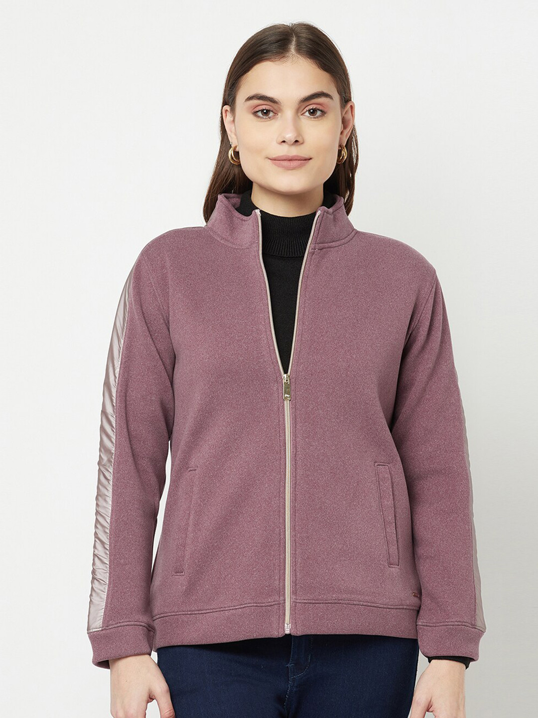 

METTLE Women Purple Fleece Sweatshirt